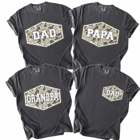 Comfort Colors Vintage Camo Dad Shirt, Retro Camouflage Daddy Graphic Tee, Father’s Day Gift for Him, Trendy Outdoor Aesthetic Tee