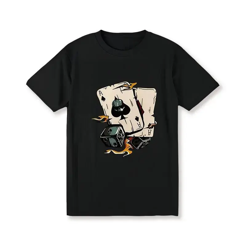 Men's Spades A Graphic Print Menswear T-Shirt - Casual Round Neck, Short-Sleeve, Soft, Lightweight, Relaxed Fit, Oversized, Slight Stretch, 180gsm Knit Fabric, All Seasons Top, Cold & Machine Washable, Drop Shoulder, Low-Key Fashion Lovers, zzw06