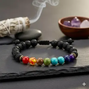Chakra Healing Bracelet, Adjustable Macaron Beaded String, Yoga Meditation Boho Jewelry for Men Women, Unisex Spiritual Accessory Gift
