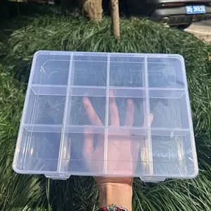 12-Compartment Craft Storage Box with Slots, Fixed Dividers Large Capacity Glass Bead DIY Accessories Transparent Jewelry Organizer