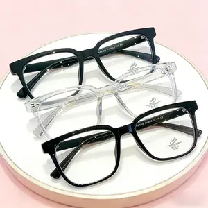 3-Pairs large framed glasses, retro classic framed anti blue light glasses, fashionable and versatile decorative non prescription glasses, daily matching decoration SpringGlow-Up