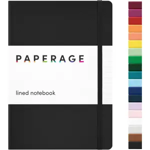 Lined Journal Notebook, (Black), 160 Pages, Medium 5.6 in x 8 in - 100 GSM Thick Paper – Hardcover Journal Notebook for Work, School & Note Taking