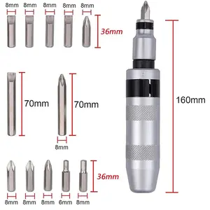 Professional Impact Screwdriver Extractor Set - 13-Piece Manual Stripped Screw Remover with Metal Case - High Torque Tool for Automotive & Home Repair