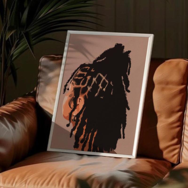 Unframed  Art of Black Woman with Locs |         Natural Hair Print |         Black Girl Magic |           African American Artwork |         Melanin Beauty Decor. minimalist poster Box Kitchen