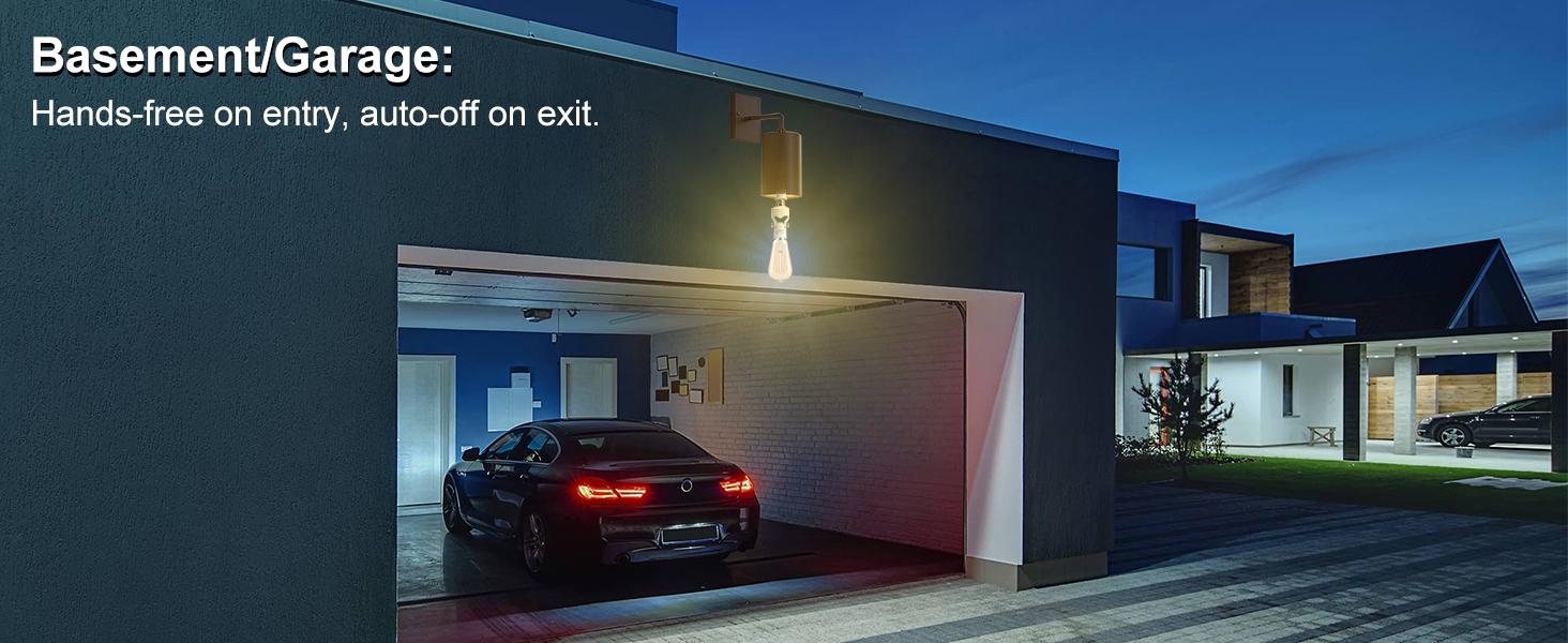 NUNET 2pcs PIR Sensor Light Socket - Angled Screw-in Adapter with Auto On/Off for E26/E27, Add Motion Sensor to existing Light, Suitable for Porch Garage Basement