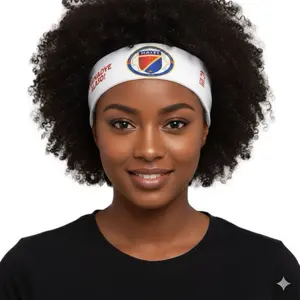 White Headband with Haitian National Team Logo for Sports and Casual Wear Comfortable Basic Accessory