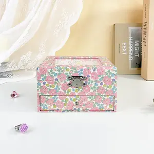 1pc Pink Floral Drawer Wind-up Musical Jewelry Box, Rotating Ballet Music Box for Earrings Necklaces Rings Storage and Display, Perfect Mother's Day Valentine's Day Anniversary Gift​