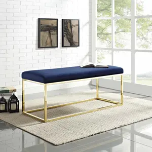 Modway Anticipate Fabric Bench in Gold Navy