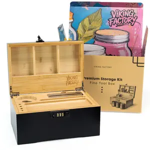 Stylish Bamboo Storage Box: A Safe, Multi-Compartment Home Organizer Featuring a Removable Wooden Tray—Safeguarding Your Home.
