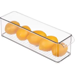 Stackable Fridge Storage Bin with Handle - Ideal for Fridge and Freezer, Clear, Made in USA