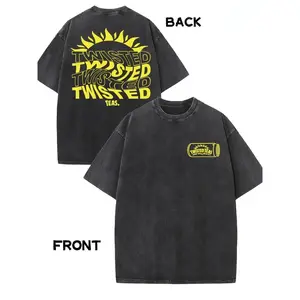 Twisted Tea Vintage-Inspired Men's Cotton T-Shirt - Double-Sided Print, Drop Shoulder Sleeves, High-Quality Thick 230g, Round Neck, Casual Streetwear Top,summervibes