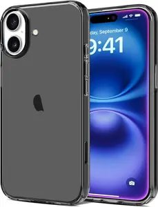 Compatible with iPhone 16 Plus Case Clear TPU Cover Phone Case Black | Soft, Transparent, Slim, Thin, Shockproof, for iPhone 16 Plus, 6.7-Inch