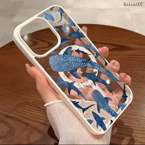 Premium Magnetic Phone Cases for iPhone 11-17 Pro Max Cute Blue Whale Shark y2k Cased MagSafe Ready Anti-Fall Springtok Ultra-Thin TPU Protection Casing Aesthetic Screen Protector Shockproof Cellphone Cover
