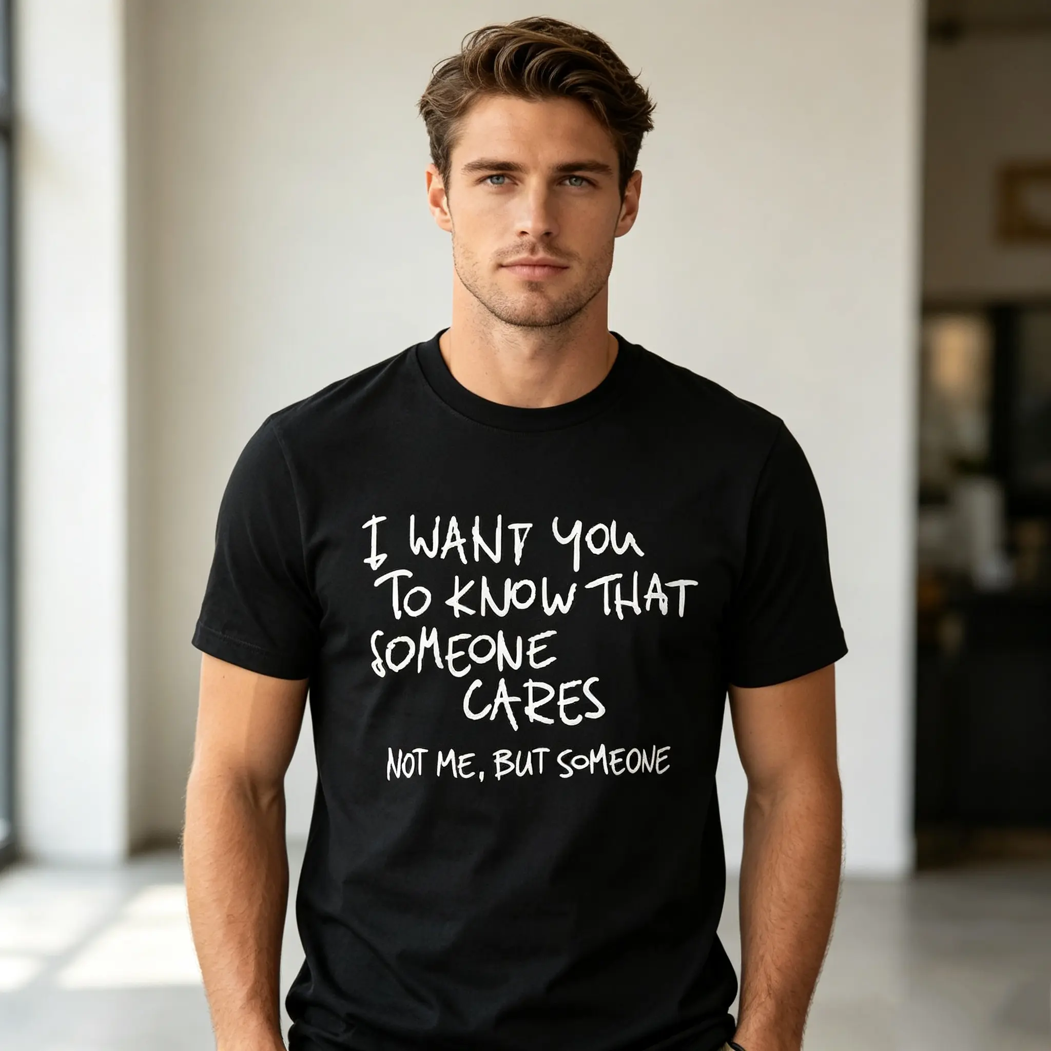 I Want You to Know That Someone Cares, Not Me, But Someone Funny Graphic Short Sleeve Top, Sarcastic Humor Slogan Tee, Trendy Meme Casual Outfit for Women