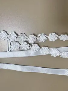 Exposed Strap Lace Bra, Invisible Underwire Bustier, Adjustable Non-Slip Straps, Sexy Hollow Out Floral Design, Detachable Shoulder Straps