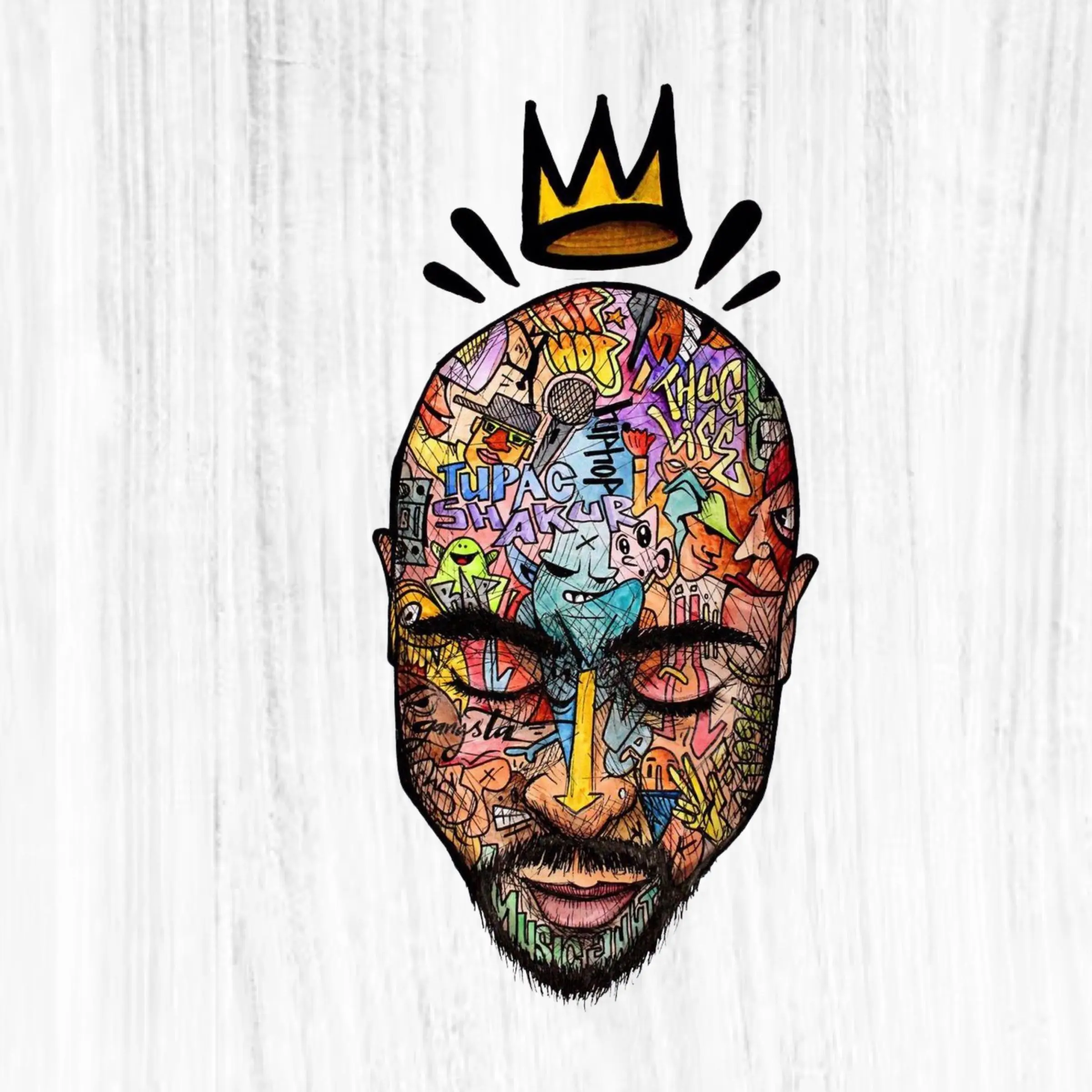 Graffiti Crown Face Art Sticker, Colorful Street Culture Decal, Waterproof Vinyl Laptop Skateboard Sticker