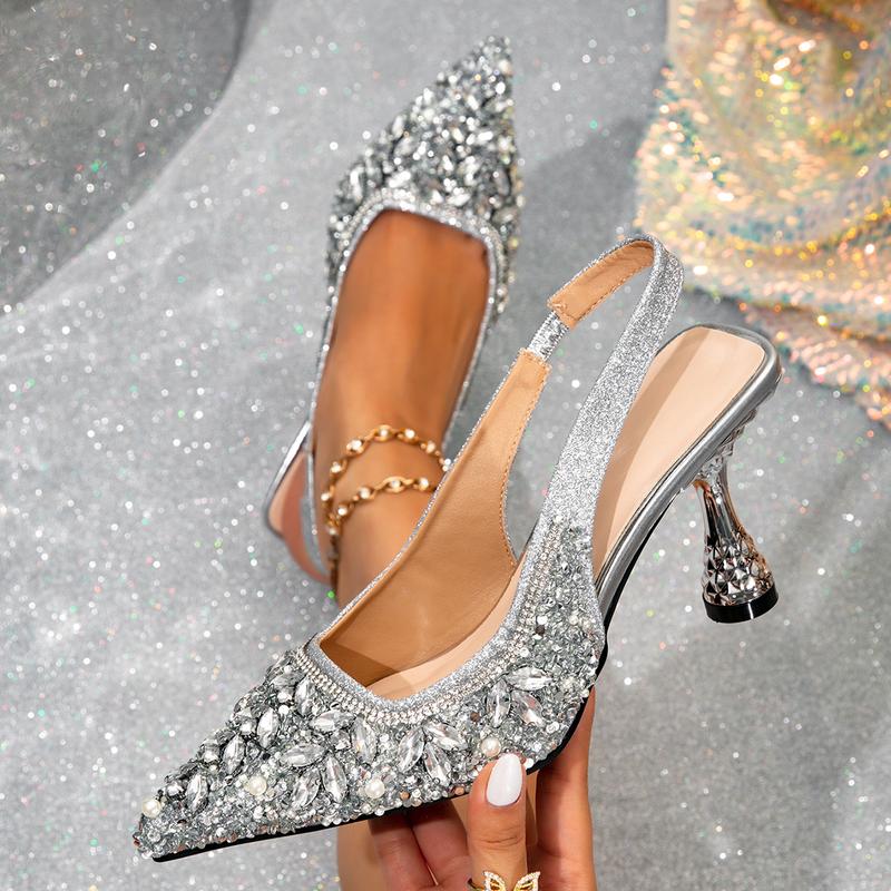 Hot-selling fashionable women's mules/slides , kitten heel sandals. Cinderella shoes. Pointed-toe high-heeled sandals. Comfortable insole, suitable for weddings, proms, parties, daily commuting and walking. kitten heels sandals women red bottom heels