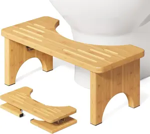 Squatting Potty for Adults Foldable, 7In  Toilet Stool Squat Adult and ,  Travel Poop Stool for Bathroom, Wooden Portable Toilet Foot Step,  Flip Pooping Potty Stool