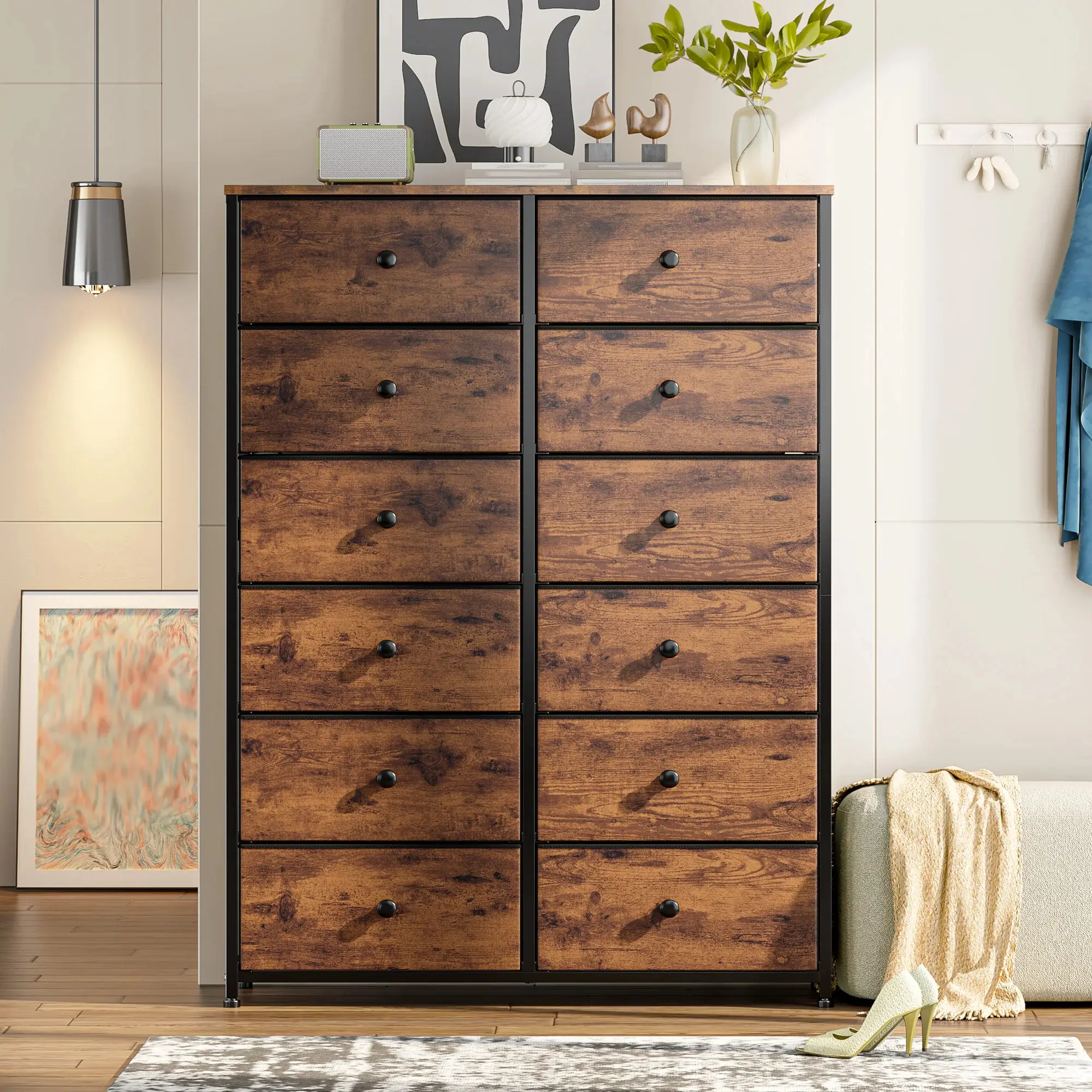 Clearance]Raybee Furniture 12 Tall Dresser for Living Room, Fabric Drawer  Dresser for Bedroom, Chest of Drawers with Metal Frame & Wooden Top, Super  Large Storage Organizer for Closet,Hallway, Entryway - TikTok Shop
