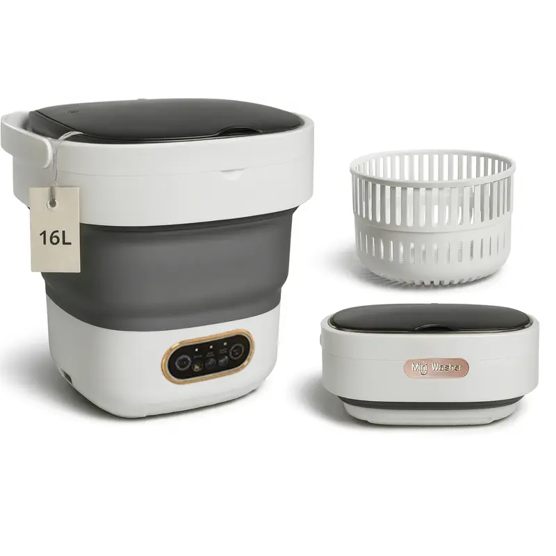 Portable Foldable Washing Machine 16.1L / 4 Gal, Foldable Washing Machine, Easy To Use, Quiet and User Friendly, Great for Dorms Small Apartments and Travelling, 3 Modes