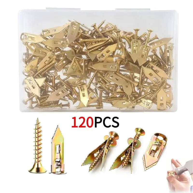120 Pcs Home Drywall Self-Drilling Anchors & Screws Kit for Home Users - 60 Flat Head Steel Anchors (0.47x1.18 In), 60 M4x35mm Zinc Plated Bolts, Impact-Resistant Carbon Steel for Easy Wall Mounting, Zinc Plating