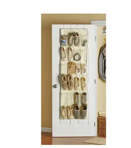 24-Pocket Over-the-Door Shoe Organizer – Canvas Hanging Storage