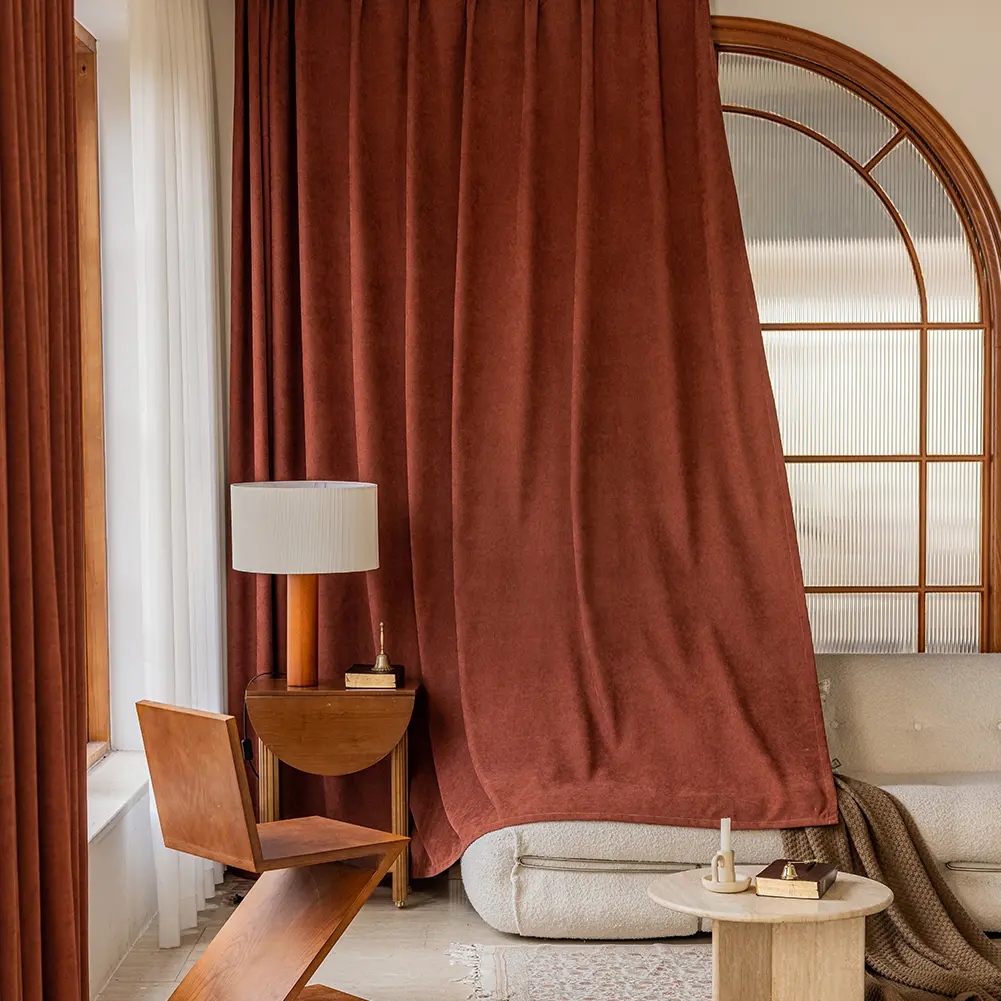 2-Panel Terracotta Herringbone Blackout Curtains - Rust Brown, Full Blocker, Room Darkening, Thermal Insulated, Durable, Dustproof Window Drapes for Classic Mid-Century Bedroom Decor, Bohemian Curtains (Hang Dry Recommended)