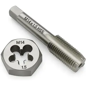 M14 x 1.5 Metric Tap and  Set HSS Machine Tap and GCr15 Alloy Steel Hex  Right Hand Thread  Tool for Metal Repair