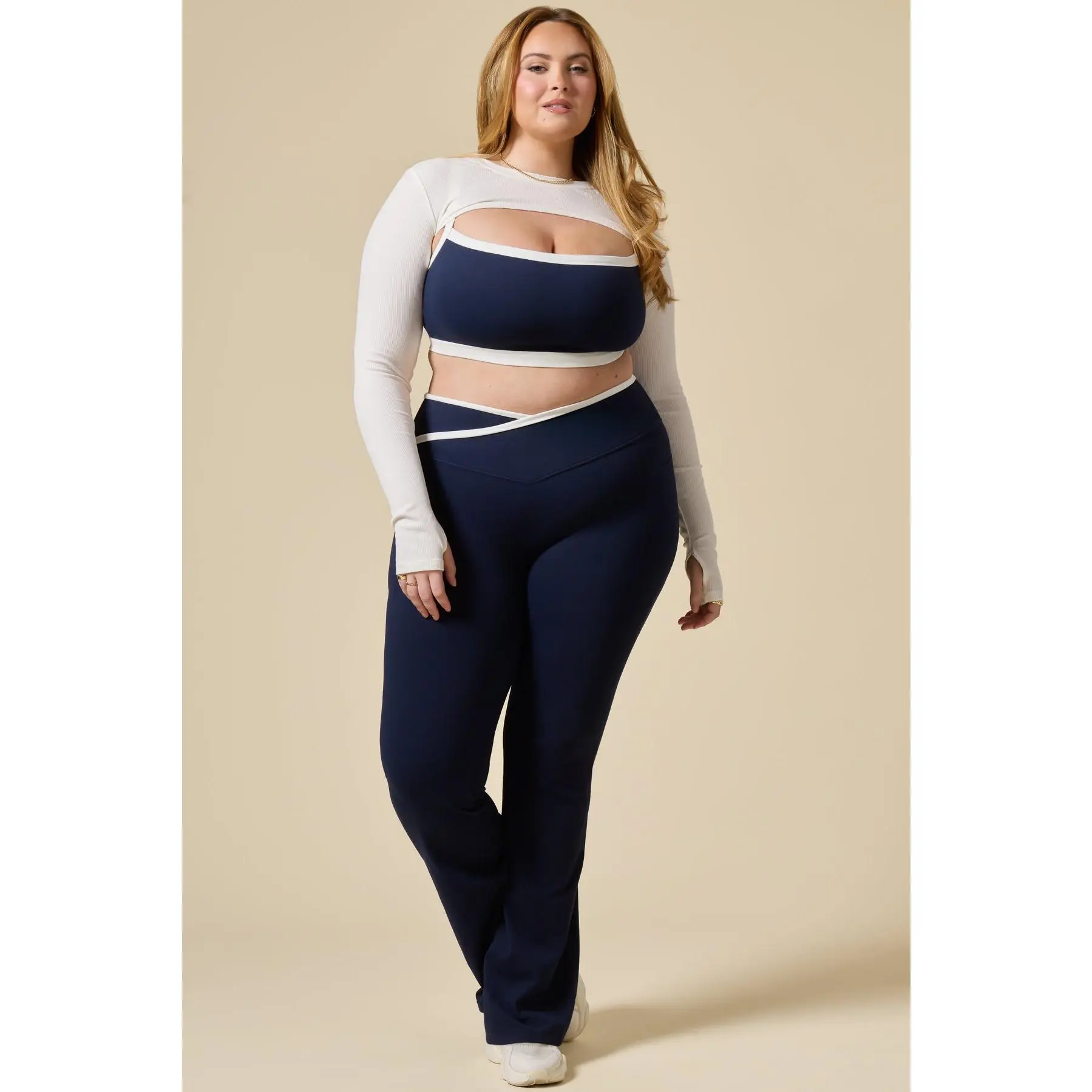 Crisscross Hourglass® Flared Legging with Pockets - Cosmic Navy Contrast