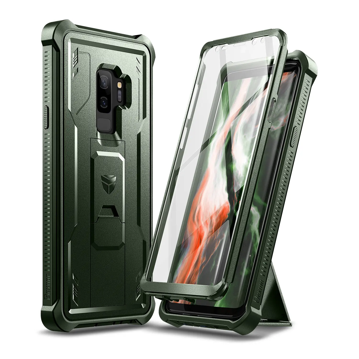 Dexnor for Samsung Galaxy S9+ Plus Case, [Built in Screen Protector and Kickstand] Heavy Duty Military Grade Protection Shockproof Protective Cover for Samsung Galaxy S9 Plus