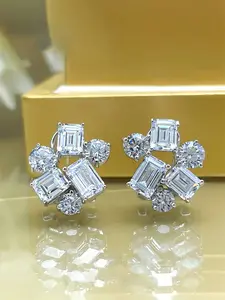 1 Pair Romantic Cubic Zirconia Stud Earrings For Women For Wedding Party Engagement Anniversary Jewelry Valentine's Day Gift Statement Earrings