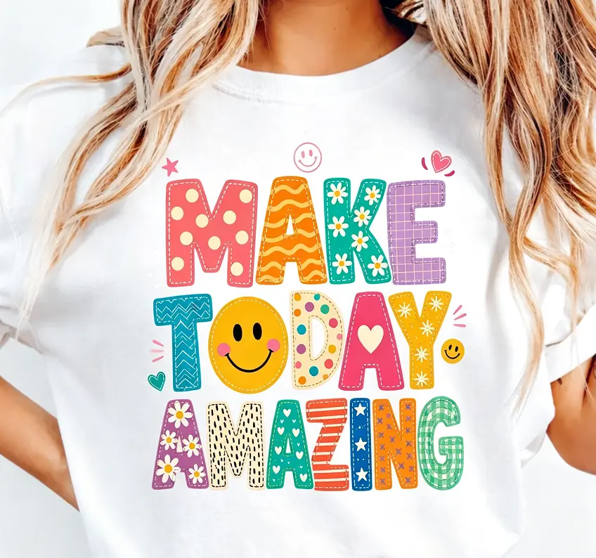 Women's Cotton Casual T-Shirt - Comfortable Everyday Fabric, "Make Today Amazing" Growth Mindset Motivational Quote Graphic Tee, Positive Mindset Gift, Garment