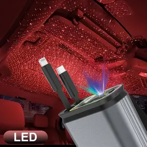4-in-1 Car Charger & Star Projector Night Light - Retractable Tangle-Free Cable, Dual USB Fast Charging, Compatibility, 36V Safe Voltage, Enhances Nighttime Driving Experience, Vehicle Charging Station | Sleek Car Accessory | Highquality Projection