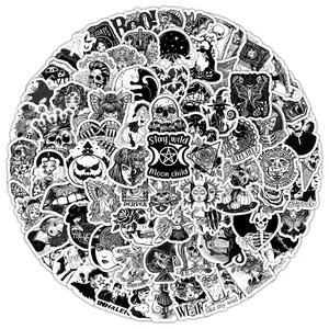 100PCS Black and White Gothic Waterproof Graffiti Art Stickers Kit for Helmet Bicycle Hand Account Pencil Case Decals LanLanStickersWorld