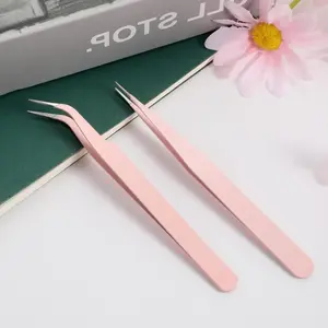 Eyelash Tweezers, Eyelash Extension Tweezers, 2pcs Stainless Steel Lash Cluster Tweezers, Straight and Curved Tip Tweezers for Apply Eyelash, Nail Art Sticker, Cosmetic Makeup Tool, Eyelash Glue Tweezers