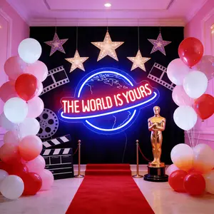 "The World is Yours" neon sign in the shape of the letter earth, USB powered dimmable LED light, engraved planet design, suitable for game room bedrooms, birthday gifts, bars, parties, etc
