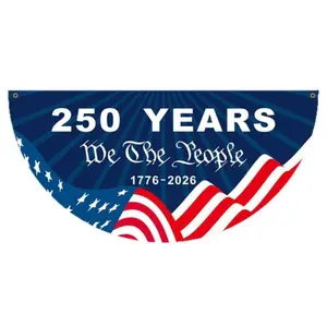 250 Years We The People Semicircular Flag, America 250th Anniversary Fan Flag