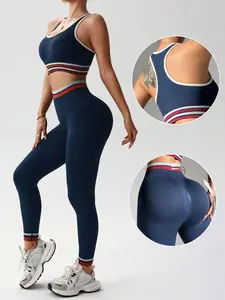 Seamless Peach Butt-Lifting Yoga Outfit Set for Women, Sporty Tight-Fitting with Sleeveless Bra and Long Pants, All Seasons Stretchable Activewear, Athletic Activewear Tracksuits, Workout Running Clothes
