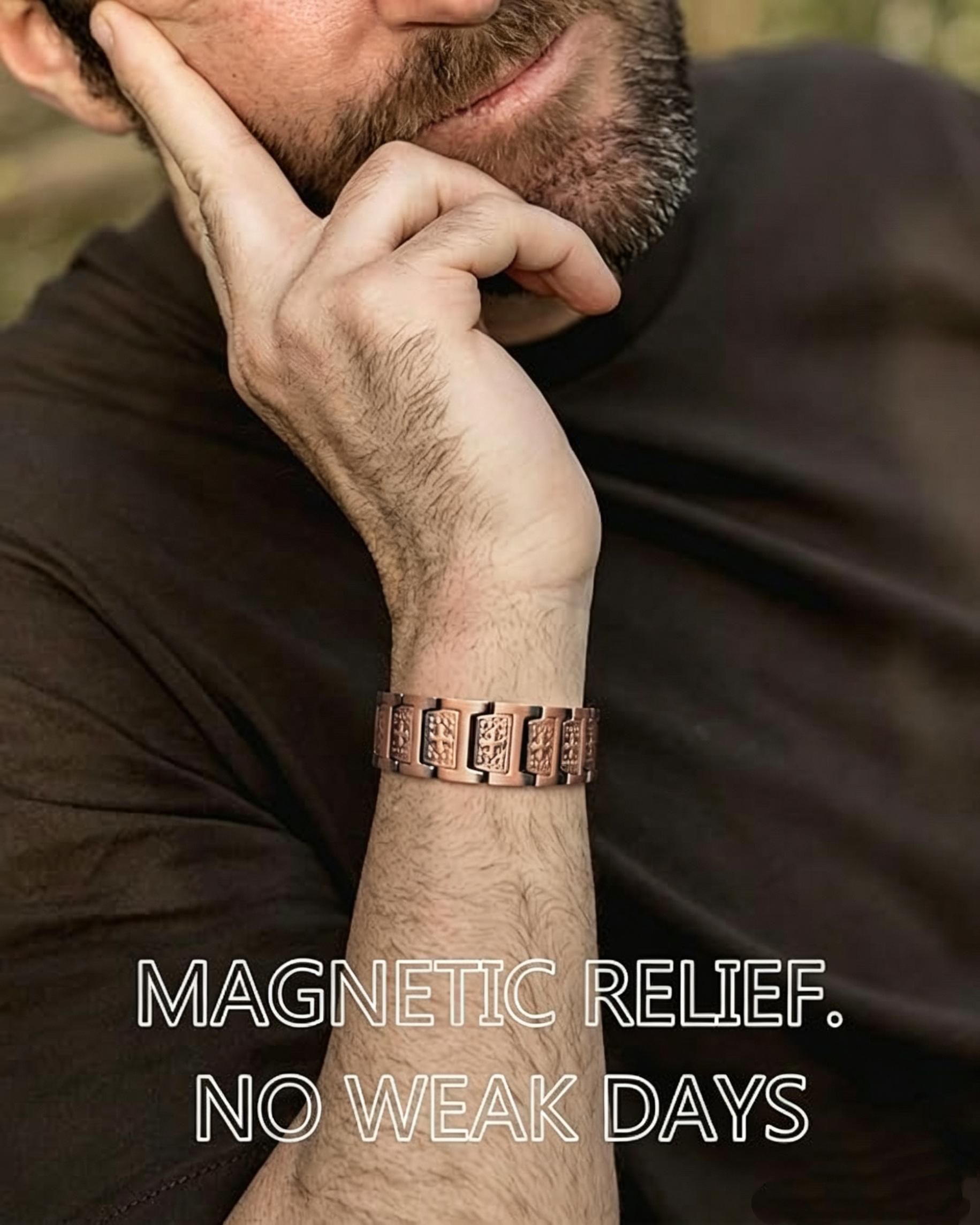 Men's Copper Cross Bracelet Gauss Neodymium Magnets, 99.99% Pure Copper, suitable for gifting to yourself, your loved one, and father,     Wear pure pulsra de cobre pa onbrea djustable copper bracelet for men health magnetic therapy bracel.
