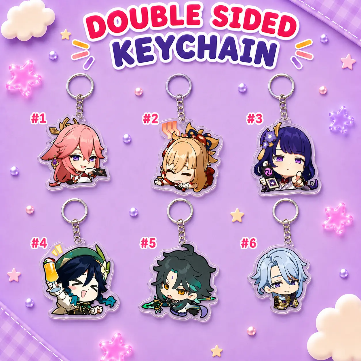 Fantasy Anime Acrylic Keychain, Genshin Impact Keychain Cute Character Keyring Gift