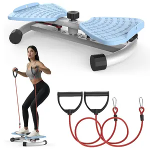 Upgrade your home leisure time with adjustable spacing twist pedal featuring anti-slip bump foot pads and silent bottom design plus matched hand pull cords for full-body gentle stretching