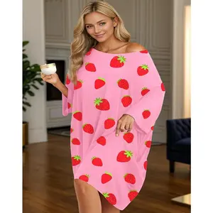 Plus Size Women’s Oversized Bamboo Nightdress, Short Sleeved Printed Design with Pockets, Comfortable and Cute Fit, Sizes S–5XL, Home Wear GARMENTARY