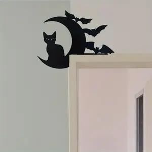 CIFbuy ™ cartoon Halloween door decoration, funny black silhouette decorative door frame pendant, festive indoor and outdoor decoration, suitable for family party classroom decoration, cute and grotesque theme wall art,