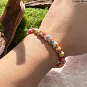 Sea Sediment Jasper Bracelet, Natural Stone Stress Relief Healing Jewelry for Unisex