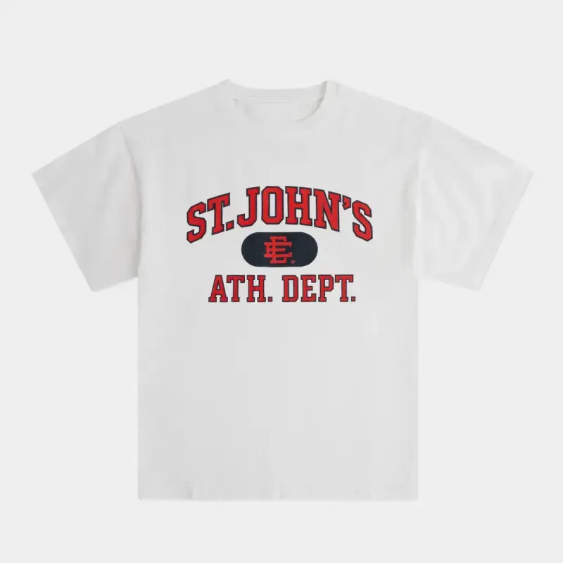 Mens Clothing Vintage EE St. Johns Athletic Dept Bold Graphic T-Shirt - Unisex Oversized Boxy Cotton Tee, Casual Loose Streetwear College Style Graphic T Shirts