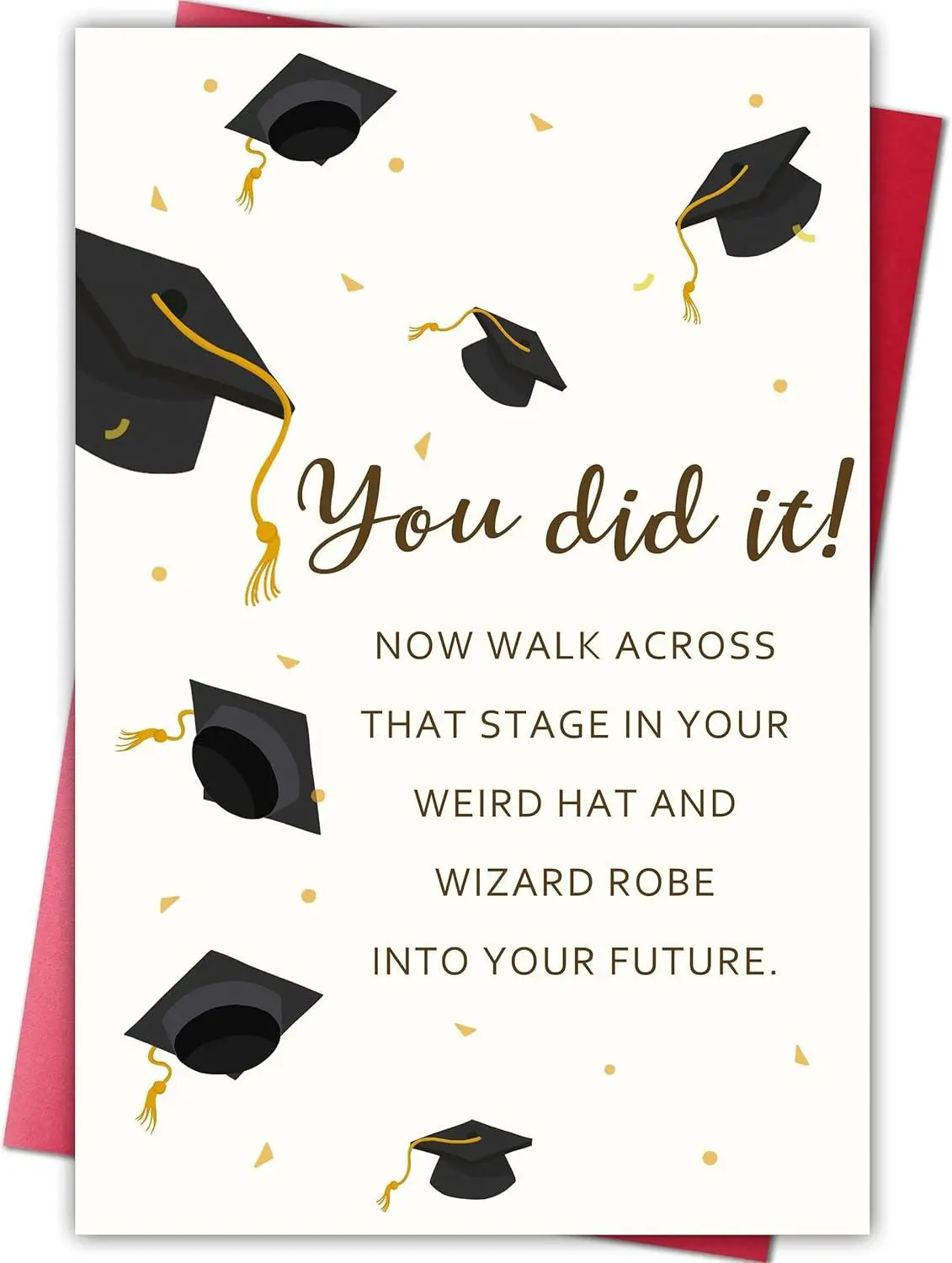 Funny Graduation Card Gift for College or High School Graduate, Congrats Card for Her Him Daughter Son, Humorous Graduation Gift for Sister Brother Friend, Proud of You Grad Cards
