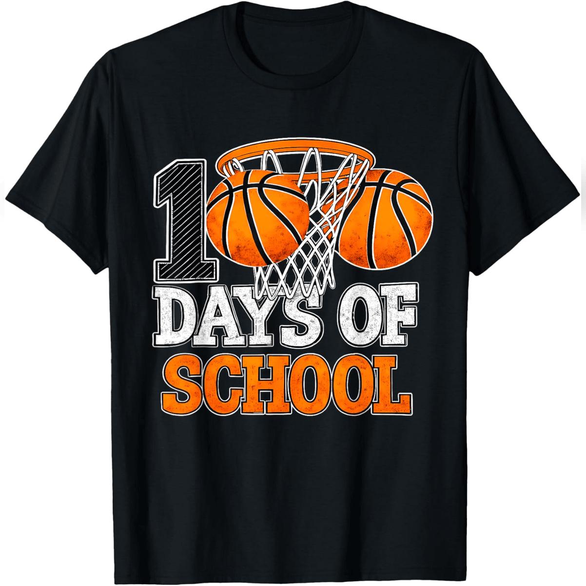 100 Days Of School Basketball 100th Day Sport For T-Shirt Comfy Everyday T-Shirt