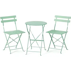 VINGLI Outdoor Folding Bistro Table and Chairs Set of 2, 3-Piece Bistro Set with Premium Steel Frame for Patio, Balcony, Garden, Porch, Yard