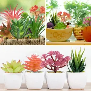 15/28pcs Artificial Succulent Plants, Realistic Mini Cactus Plants, Faux Succulents, Small Plants for DIY Crafts, Garden Home Decor, Office Decoration, Graduation, Wedding Party
