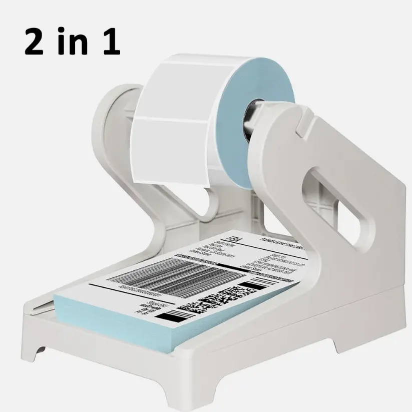 2 in 1 Thermal Label Holder for 4" x 6" Rolls and Fanfold Dymo Zebra Rollo Printer 2 in 1 Thermal Label Holder for 4" x 6" Rolls and Fanfold Dymo Zebra Rollo Printer